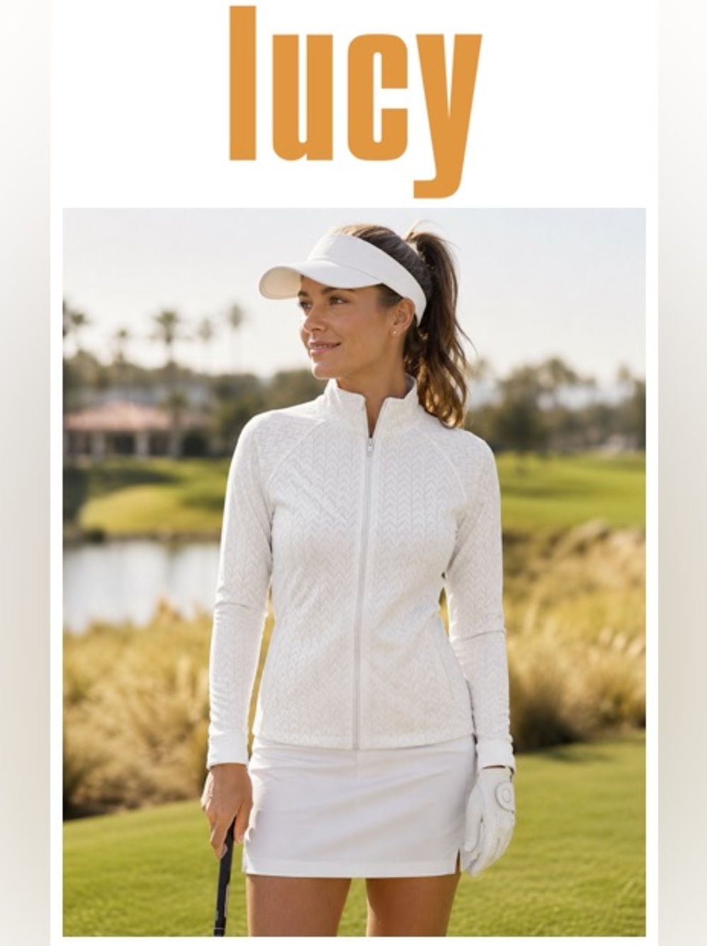 Lucy White Textured Full-Zip Athletic Jacket Sz M